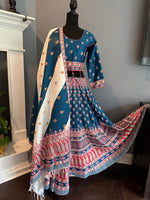 Load image into Gallery viewer, Digital Print Mirrorwork Silk Skirt Set 1
