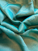 Load image into Gallery viewer, Metallic Tissue Mulmul Saree - Greenish Blue
