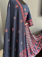 Load image into Gallery viewer, Digital Print Mirrorwork Satin Silk Skirt Set 2
