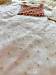 Embroidered Long Chanderi White Kurta