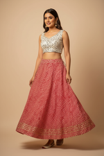 Load image into Gallery viewer, Leheriya Extra Flair Skirt - Red
