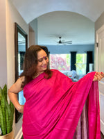 Load image into Gallery viewer, Metallic Tissue Mulmul Saree - Hot Pink
