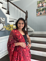 Load image into Gallery viewer, Jamdani Woven Saree - Maroon Red
