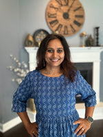 Load image into Gallery viewer, Cotton Block Print Dress - Indigo Blue
