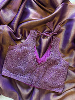 Load image into Gallery viewer, Metallic Tissue Mulmul Saree - Purple
