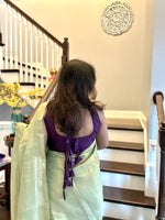 Load image into Gallery viewer, Metallic Tissue Mulmul Saree - Pista Gold
