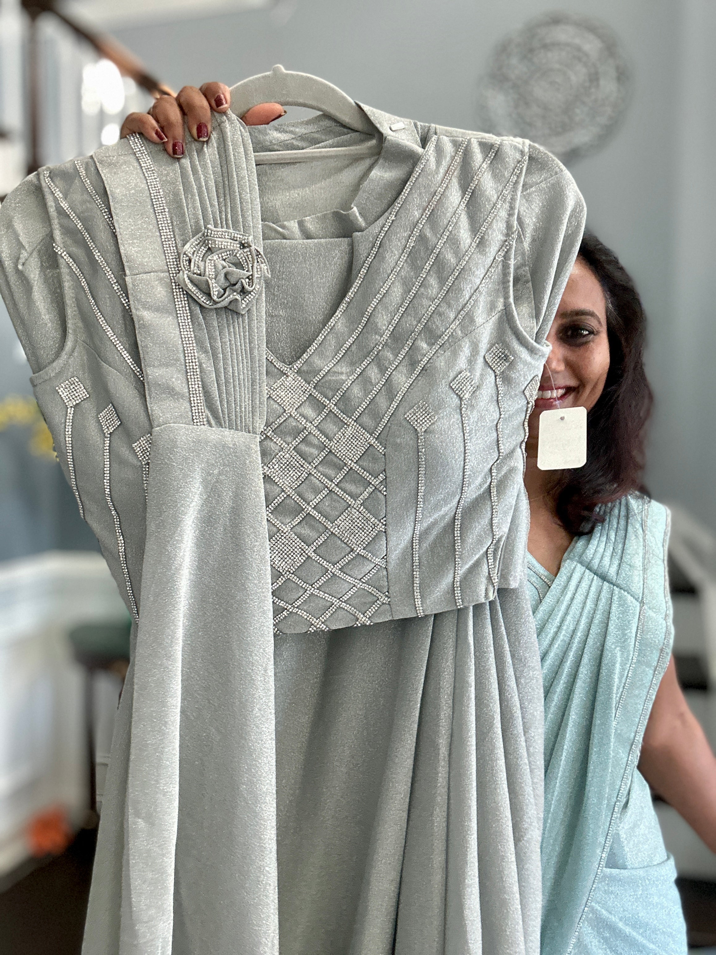 Pre Stitch Designer Cocktail Saree - B