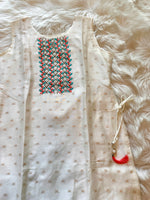 Load image into Gallery viewer, Embroidered Long Chanderi White Kurta
