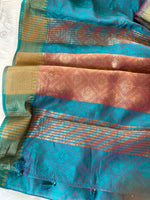 Load image into Gallery viewer, Dola Silk Self Woven Saree - Teal Dual Tone
