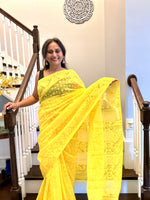 Load image into Gallery viewer, Jamdani Woven Saree - Yellow
