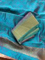 Load image into Gallery viewer, Dola Silk Self Woven Saree - Teal Dual Tone
