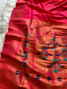 Designer Paithani Saree - Coral (Aboli)