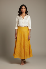 Load image into Gallery viewer, Chikanwork Designer Lehenga Skirt - Marigold
