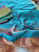 Load image into Gallery viewer, Dola Silk Self Woven Saree - Teal Dual Tone
