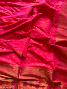 Designer Paithani Saree - Coral (Aboli)