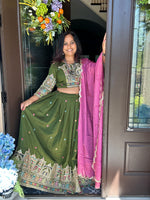Load image into Gallery viewer, Jharokha Designer Silk Skirt Set
