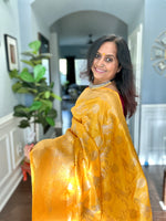 Load image into Gallery viewer, Banarasi Silk Saree - Marigold Yellow
