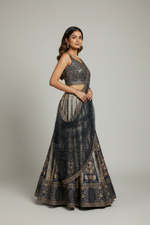 Load image into Gallery viewer, Diva Mirror Silk Lehenga Skirt Set 5
