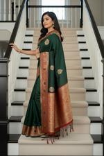 Load image into Gallery viewer, Banarasi Semi Silk Saree - Green
