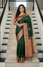 Load image into Gallery viewer, Banarasi Semi Silk Saree - Green

