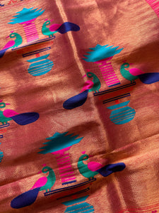 Designer Paithani Saree - Coral (Aboli)