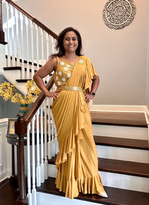 Ready to wear Stitch Designer Saree - Mustard