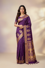 Load image into Gallery viewer, South Silk Saree - Deep Eggplant
