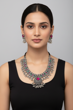 Load image into Gallery viewer, Short Saaz Necklace Antique Silver 1
