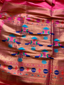 Designer Paithani Saree - Coral (Aboli)