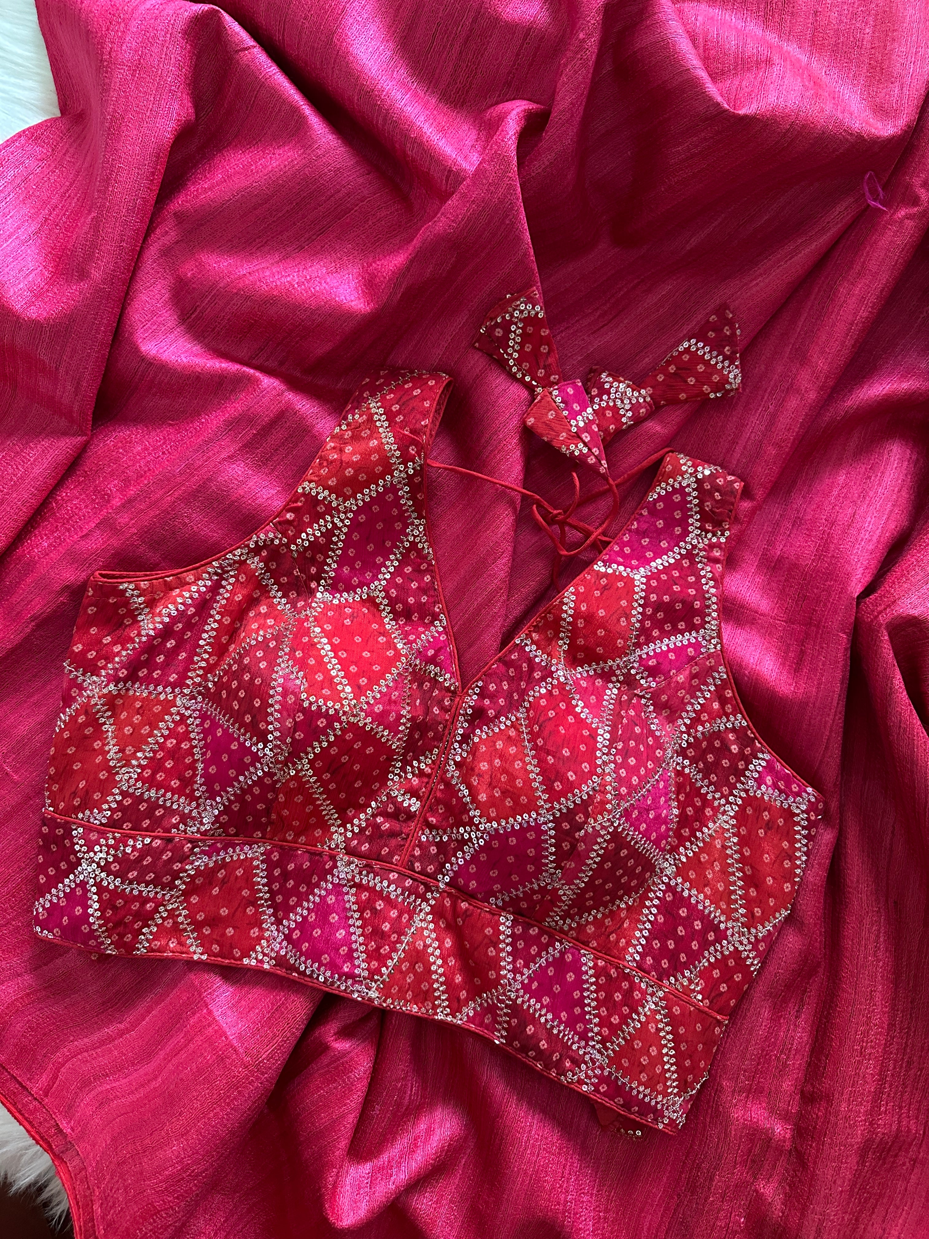 Matka Silk Saree + Designer Blouse Combo Offer