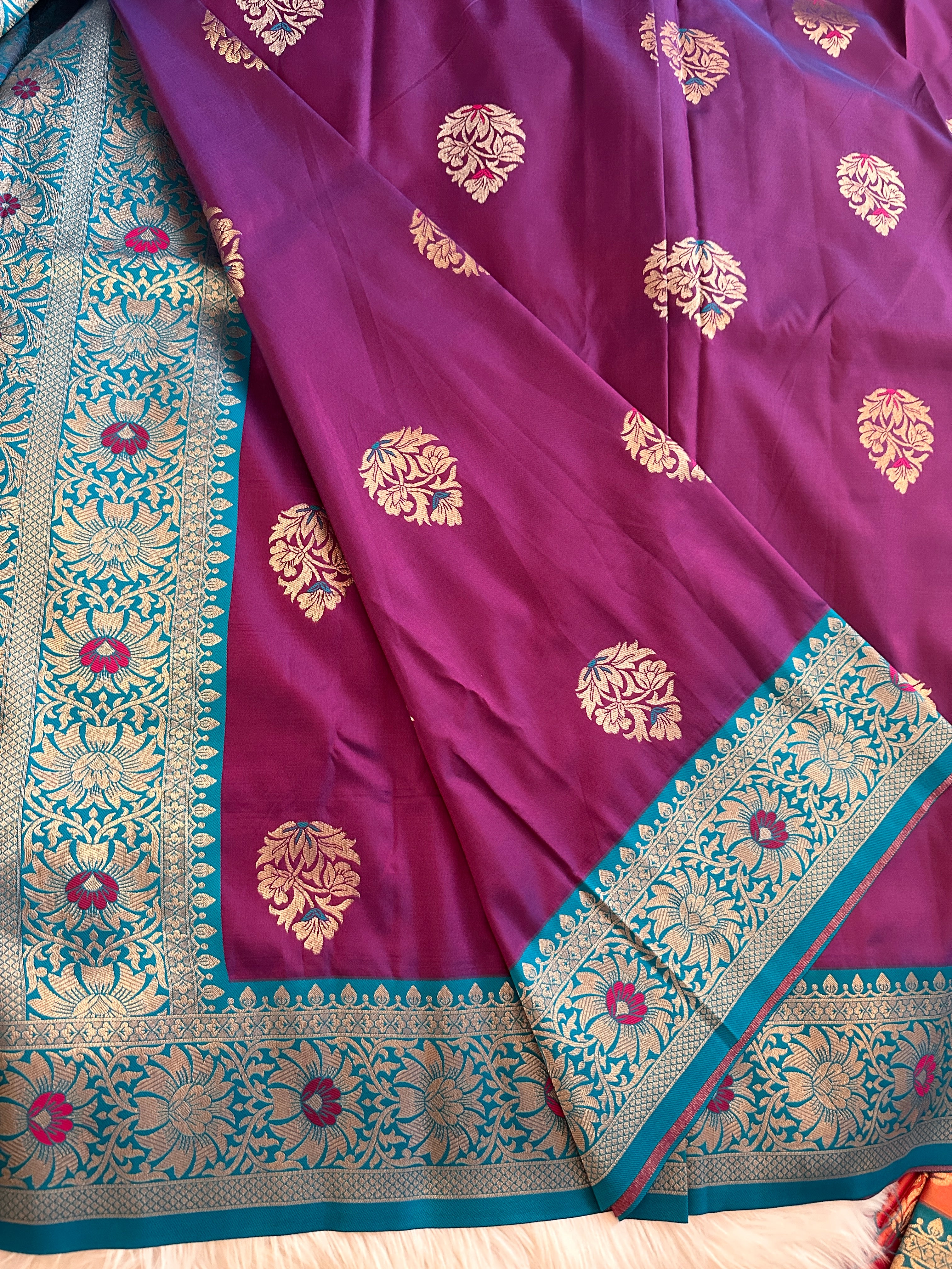 Banarasi Semi Silk Saree - Purple