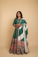 Load image into Gallery viewer, Digital Print Mirrorwork Satin Silk Lehenga Skirt Set 4

