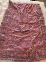 Load image into Gallery viewer, Georgette Sequin Saree - Mauve - Sitara Edition
