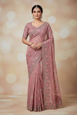 Load image into Gallery viewer, Georgette Sequin Saree - Mauve - Sitara Edition
