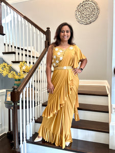 Ready to wear Stitch Designer Saree - Mustard