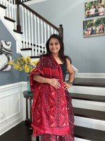 Load image into Gallery viewer, Jamdani Woven Saree - Maroon Red
