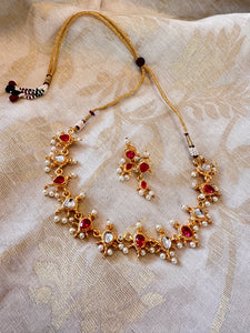 Tanmani Necklace Set - Ruby/White