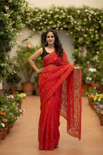 Load image into Gallery viewer, Jamdani Woven Saree - Red

