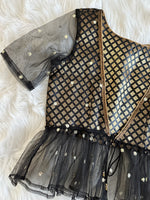 Load image into Gallery viewer, Brocade Silk Kurti Blouse - Black
