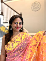 Load image into Gallery viewer, Jamdani Woven Saree - Blush-Yellow
