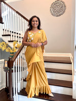 Load image into Gallery viewer, Ready to wear Stitch Designer Saree - Mustard
