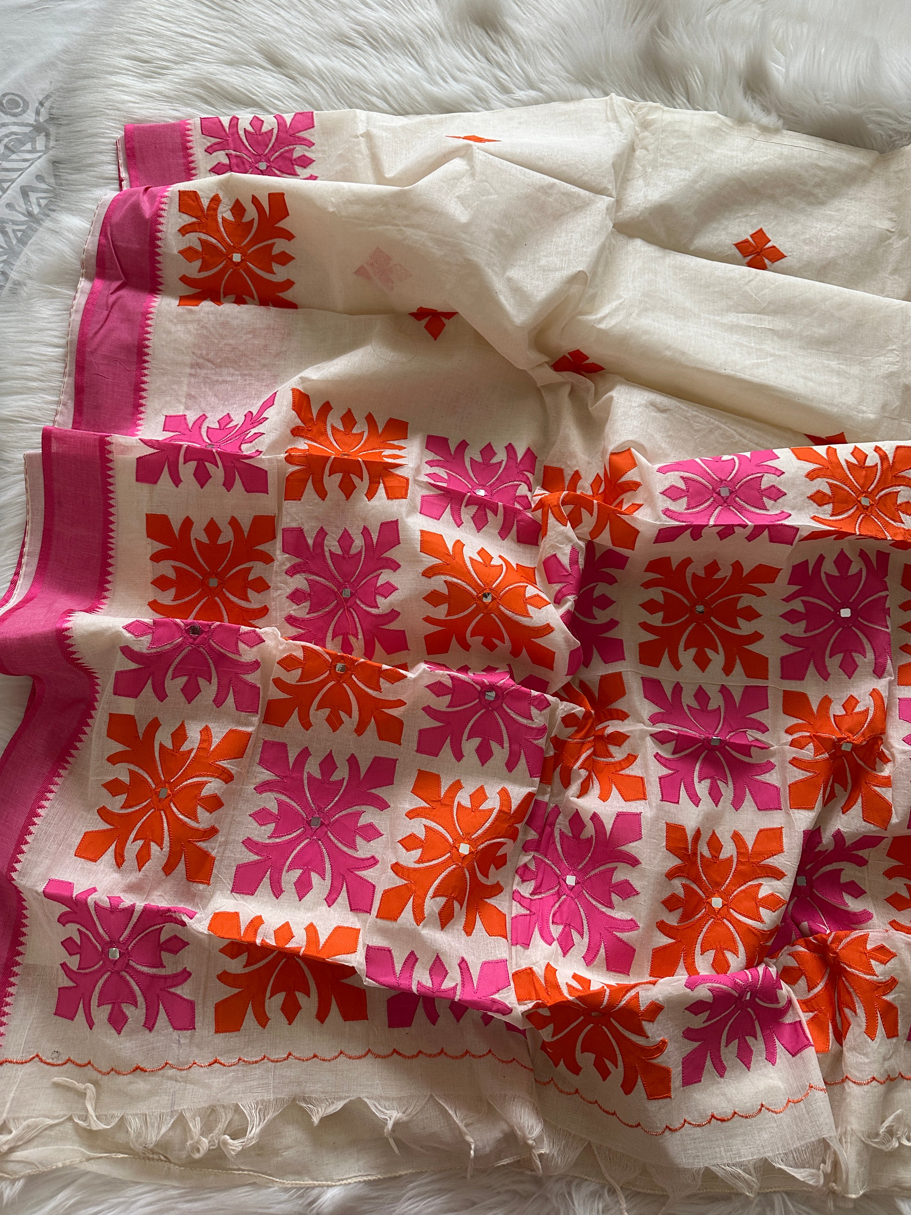 Calcutta Cotton Appliqué Work Saree