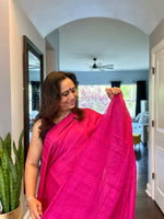Load image into Gallery viewer, Metallic Tissue Mulmul Saree - Hot Pink
