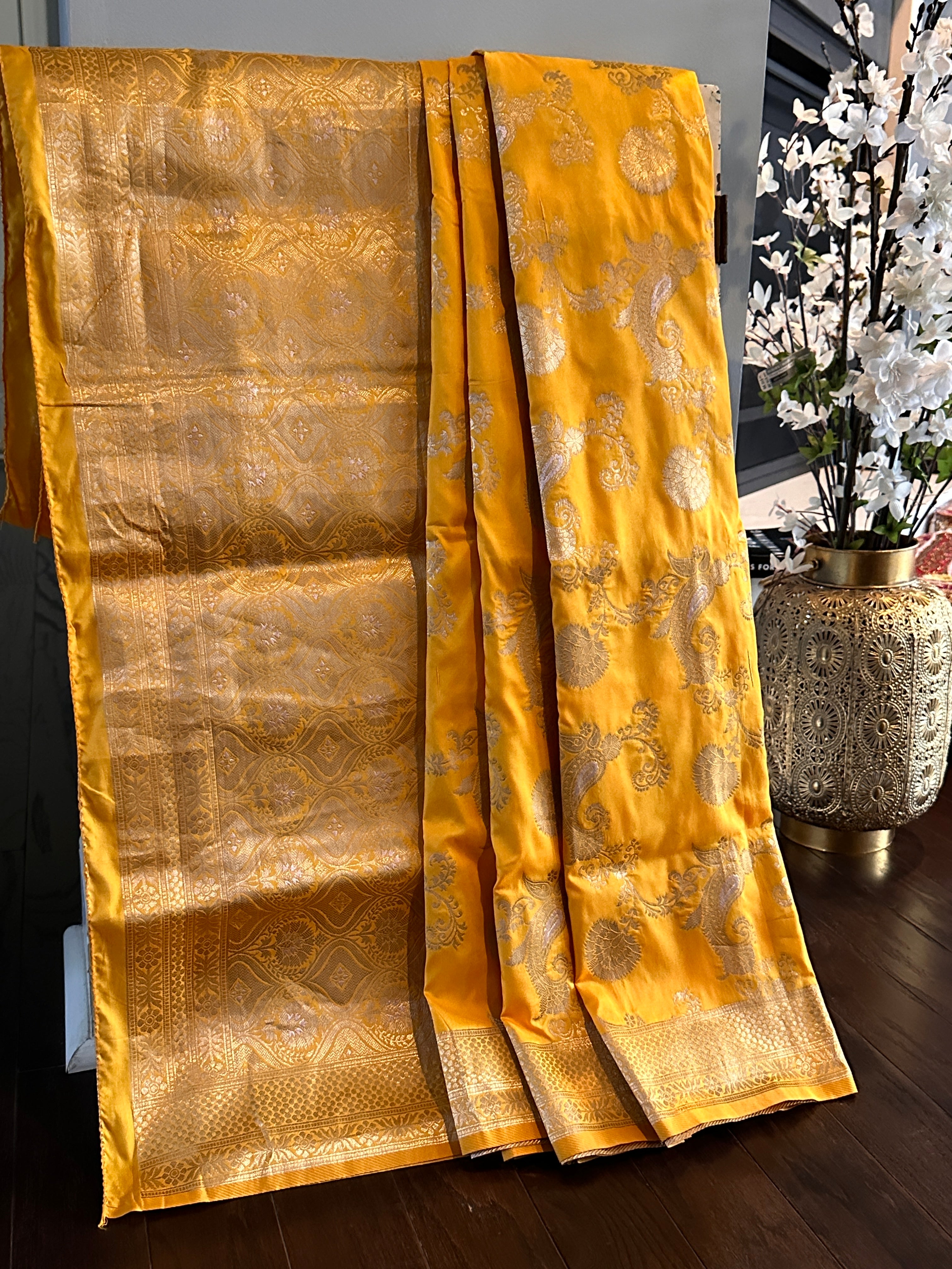Banarasi Silk Saree - Marigold Yellow