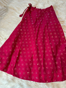 Designer Mirrorwork Skirt - Hot Pink