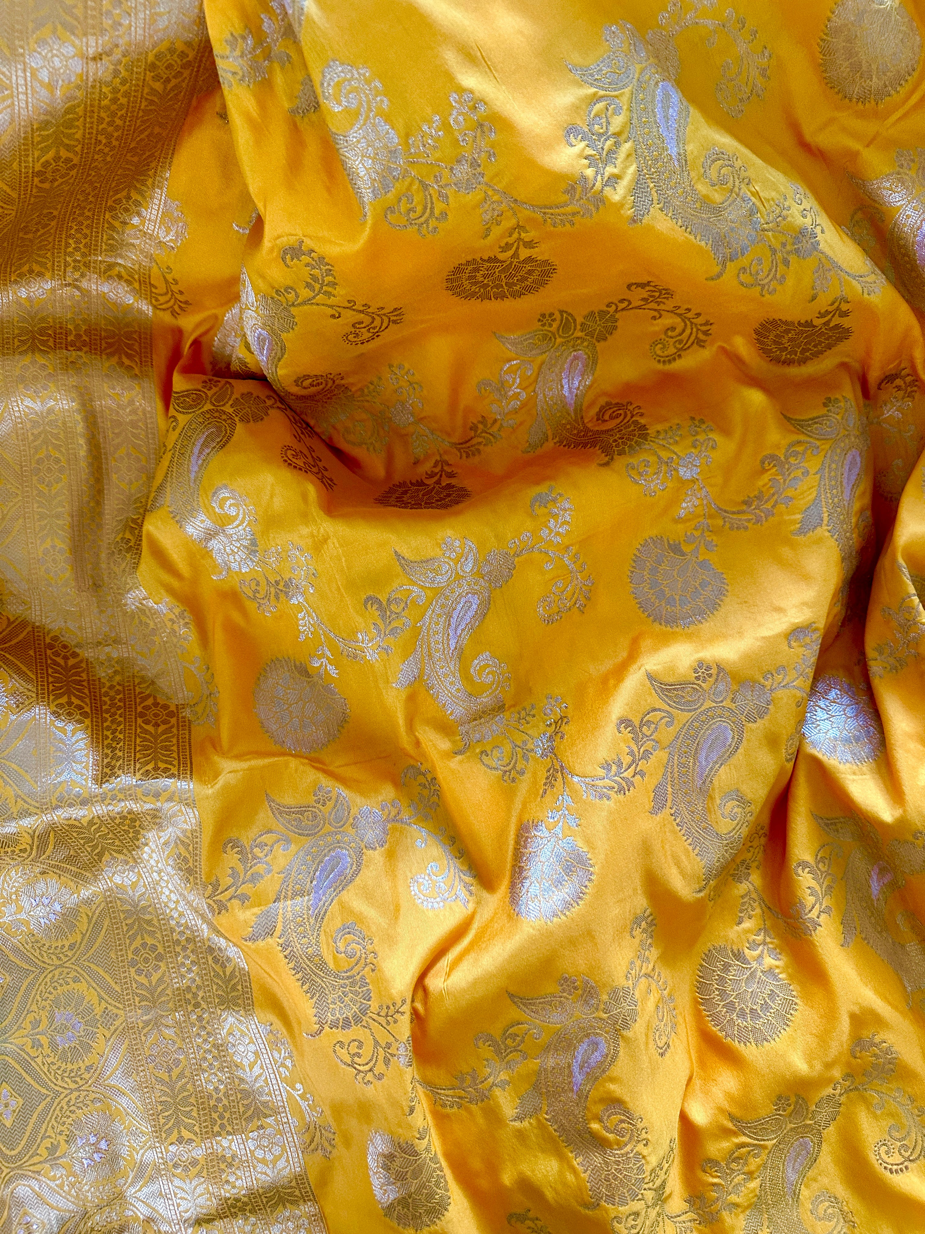Banarasi Silk Saree - Marigold Yellow