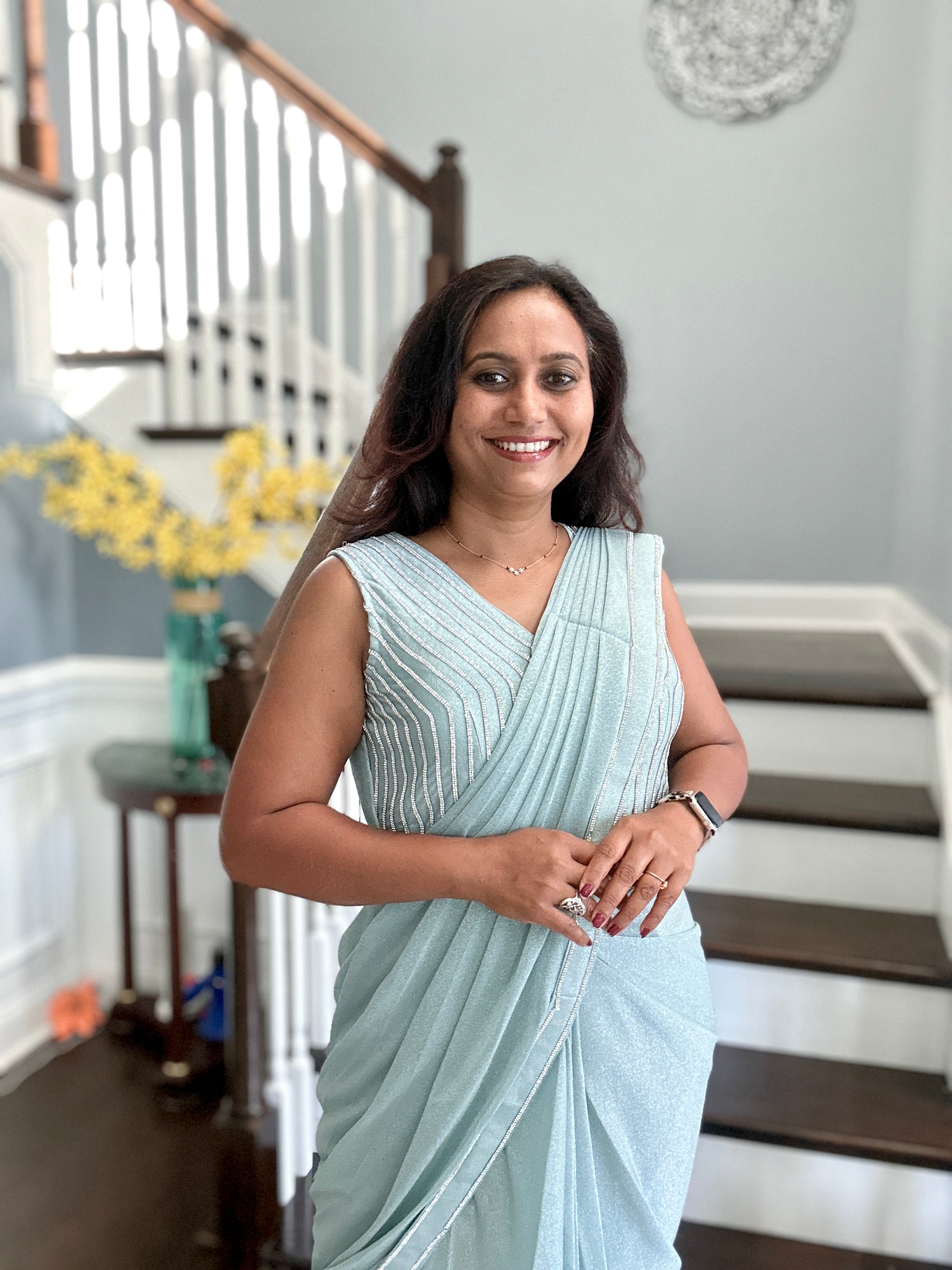 Pre Stitch Designer Cocktail Saree - A