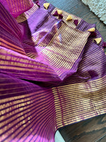 Load image into Gallery viewer, Bengal Cotton Tissue Striped Saree
