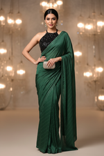 Load image into Gallery viewer, Cocktail Chiffon Rhinestone Saree - Green
