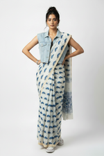 Load image into Gallery viewer, Taxi Cotton Saree Blue
